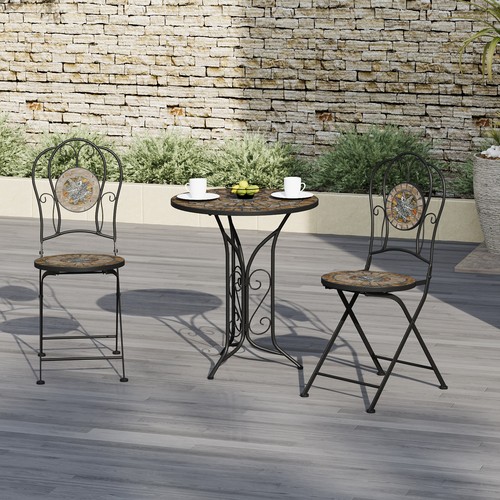 Black metal bistro set - metal, mosaic