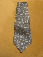 HERMES Paris Men's Tie Necktie Sage  Geometric Trees & Butterflies Silk 7429 HA