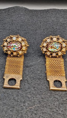 Dichroic glass and pearl faux - glass,