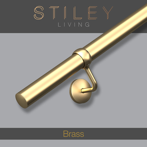 Brass stair handrail wall - brass,