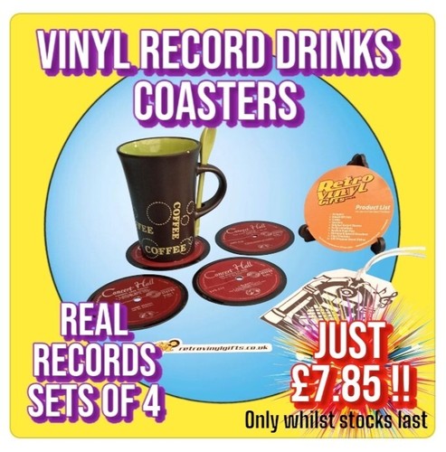 Vinyl record drinks coasters - vinyl,