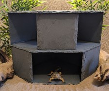 XXL Natural Slate Double Corner Cave Hide Aquarium Fish Tank Vivarium Paludarium