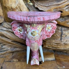 Wood Elephant Head Wall Shelf