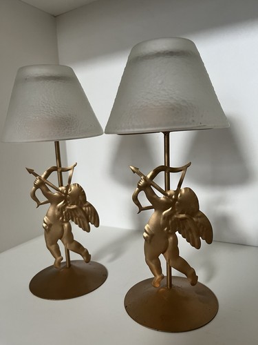 Vtg metal cupid tea light - vtg,