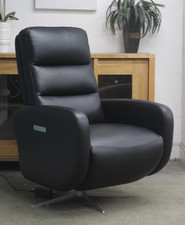 PARKER KNOLL DAYTONA ELECTRIC SWIVEL CHAIR IN BLACK LEATHER. RRP £2499.