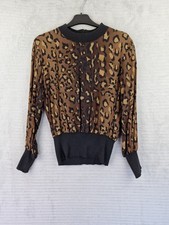 Vintage Antonette Franz Haushofer 100% Silk Leopard Print Top EU 38 UK 10