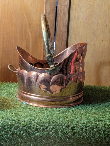 Vintage copper coal bucket - vintage,