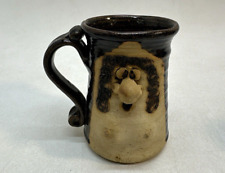 Ugly Face Female Breast Coffee Mug Clay Artisan Pottery 70s Peter Petrie-Chipped