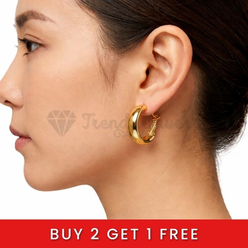 9ct gold oversized - gold, hoop