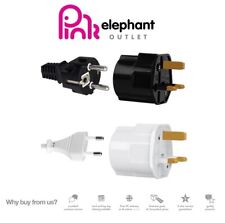 UK Visitor Travel plug adaptor ¦ Schuko Euro 2 pin to UK 3 pin ¦ BS CE Approved