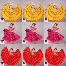 Kids Flamenco Spanish Gypsy Traditional Dance Dress Big Swing Stage Performance