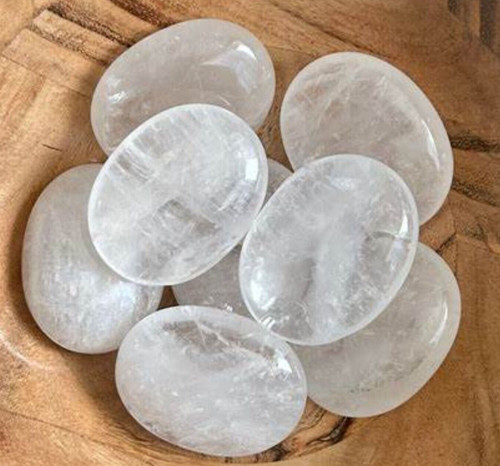 Clear quartz palm worry thumb - quartz,