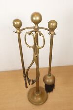Vintage Solid Brass Companion Set Fireside Tools Brush Tongs Poker Stand