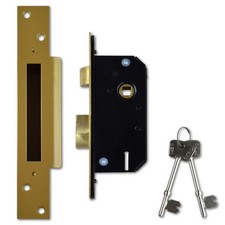Willenhall Locks M3 5 Lever Mortice Door Sashlock 50mm Brass Keyed Differ 4837
