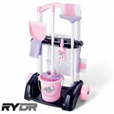 Childrens Cleaning Trolley Cart Kids Mop & Brush & Bucket Role Cleaners Play Set