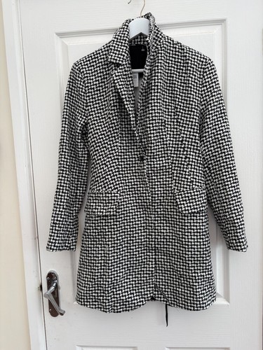 Zara black white check - zara, coat