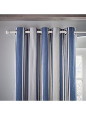 Laura Ashley Tiverton Pair Lined Eyelet Curtains, Denim, W162 x Drop 183cm