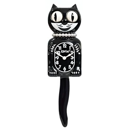 Cat wall clock black analog - wall, clock,