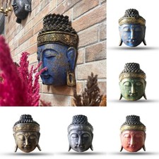 Handcarved Wooden Buddha Head - Statue Ornament Wall Hanging Plaque