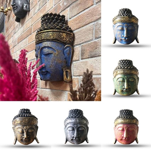 Handcarved wooden buddha head - handcarved,