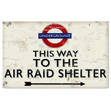 London Underground Air Raid Shelter Artwork Printed on Aluminium Metal Sign