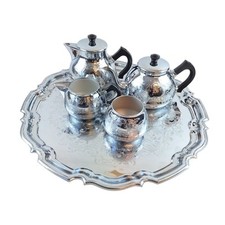 Vintage Swan Brand The Carlton Tea Set Swan-Cromalin Plated 5 Piece Set