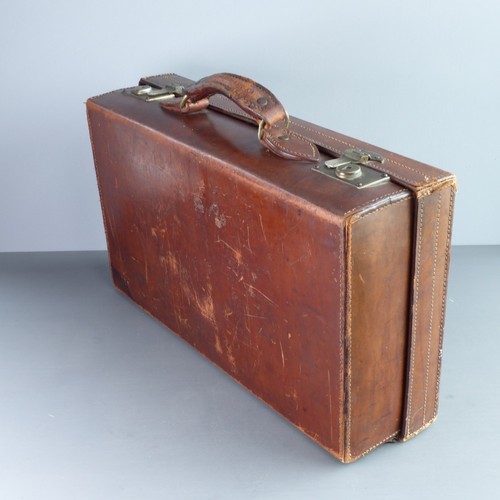 Antique leather suitcase trunk - antique,