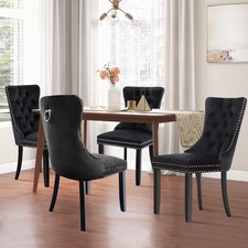 Set of 2 Modern Velvet Dining Chairs  Upholstered Side