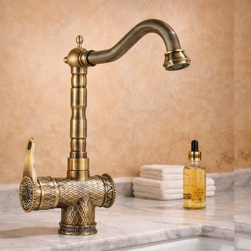 Antique brass bathroom sink - brass,