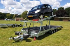 2 CAR TRANSPORTER TRAILER DOUBLE DECK SCISSOR STOCK FLAT BED TILT RACE GRASS
