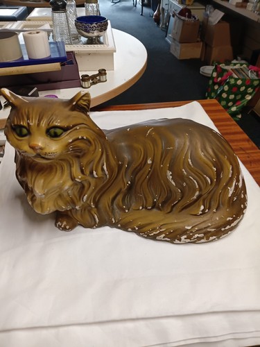 Vintage large chalkware cat - vintage,