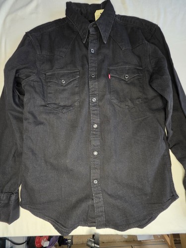 Mens long sleeve black denim - black,