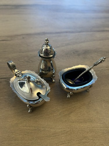 Silver vintage cruet condiment - cruet,