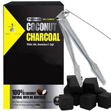 Shisha Coal Coconut Charcoal  for Hookah 96 Cubes Includes Spare Metal Tongs