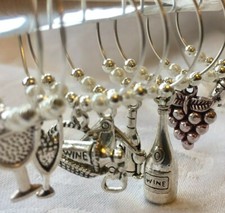 8 'WINE' Glass Charms Marker Gin Glass Gift New Home Teachers Gift Gin Prosecco