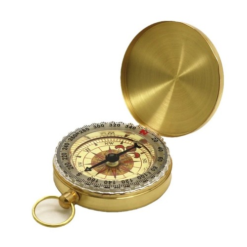 Brass pocket compass outdoor - compass,