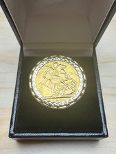 1893 Gold Full Sovereign Sydney Mint Ring 9ct Mount Size W1/2 14.3 Grams