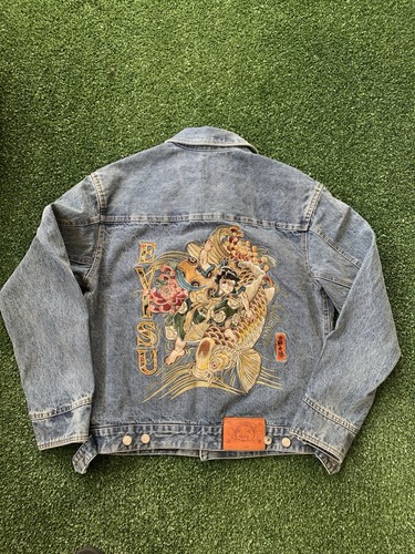 Evisu denim jean jacket - evisu,