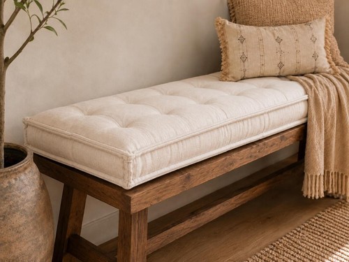 White linen tufted - linen,