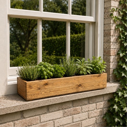 Wooden window box planter - box,