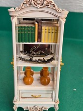 doll house white vintage French style display cabinet all item included  1.12th