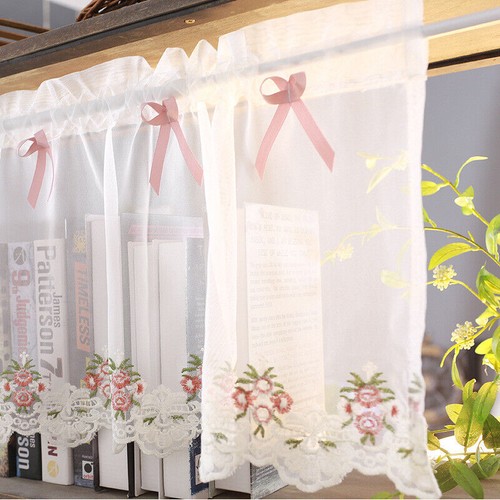 Sheer lace rose valance - lace,