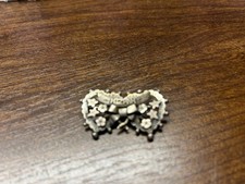 Antique Silver Mizpah Brooch, Double Heart, Faith, Hope and Charity, Edwardian