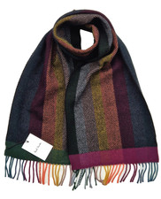 Paul Smith Scarf Artist Stripe Herringbone Wool Cashmere Scarf