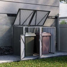 Double Wheelie Bin Storage Shed Metal Garden Rubbish Dustbin Store Cover Unit UK