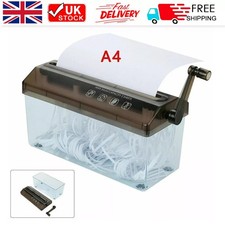 Hand Manual Desktop Office A4 Paper Shredder Strip Cut Shredding w/ Wastebasket
