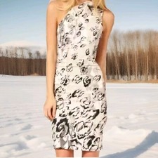 Karen Millen Snow Leopard Animal Print One Shoulder Dress Size 12 UK €195 New