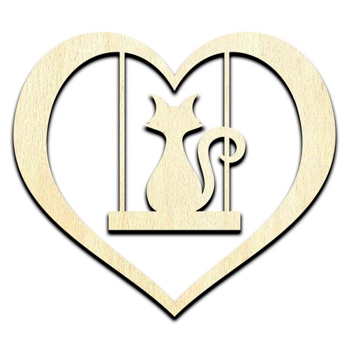 Cat heart swing laser cut - cat, on