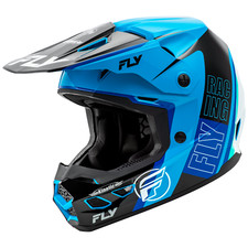 2025 Fly Kinetic Rally Motocross Helmet Blue Black White Adults