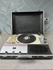 His Masters Voice 808 Vintage 1970s Portable Record Player in Case - H7-8P 